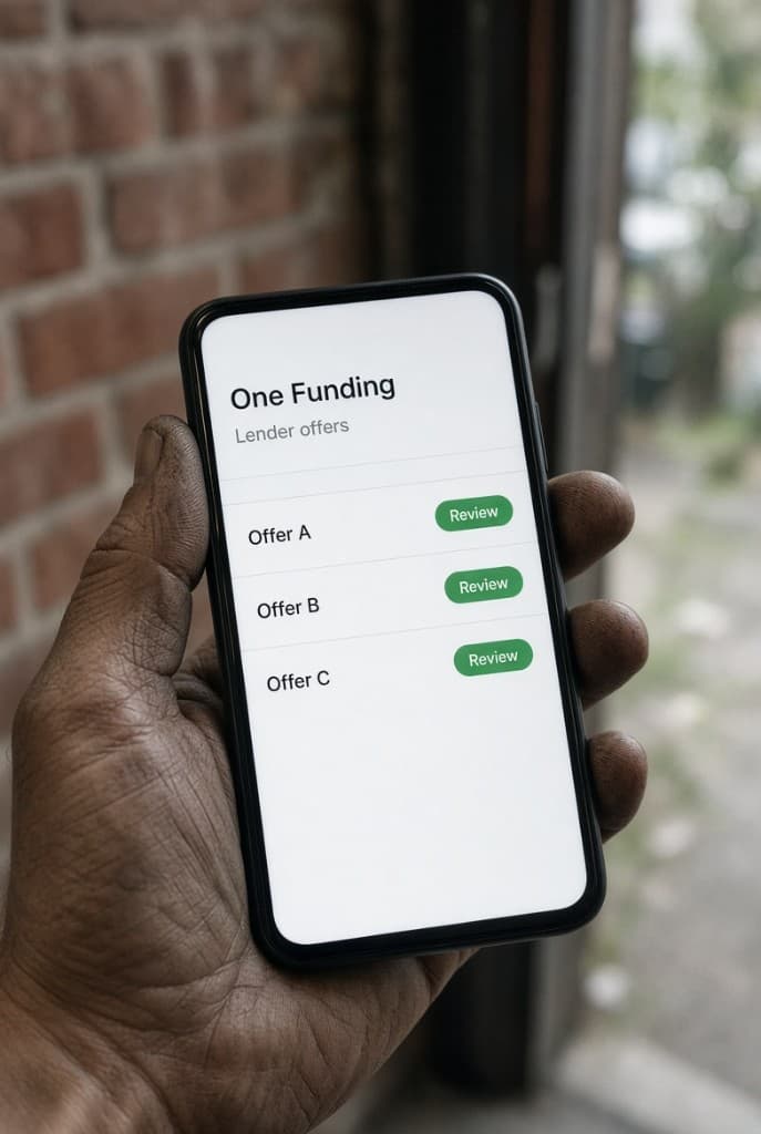 Phone showing One Funding lender offers